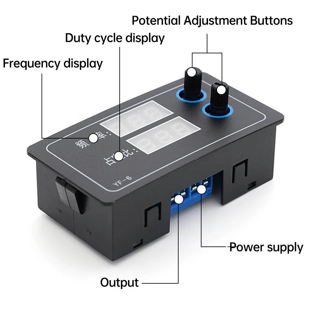 PWM Square/Rectangular Wave Signal Generator 1HZ~100KHZ Pulse Frequency Duty Cycle Adjustable DC Frequency Tester YF-6