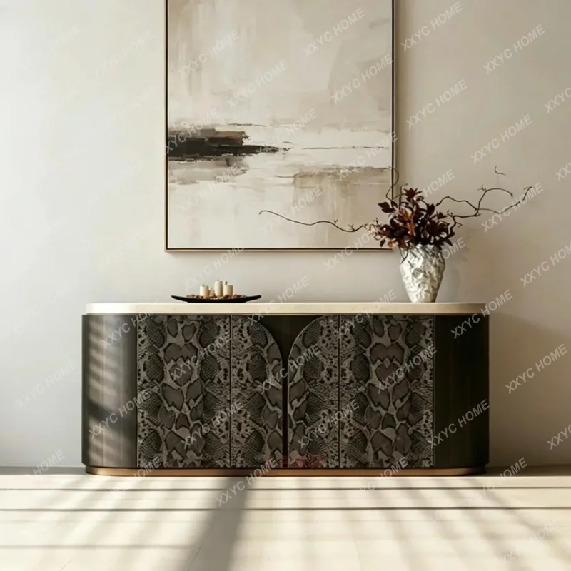 XX Vintage style  burl-patterned solid wood sideboard, vintage entryway entryway cabinet, home wall-side storage