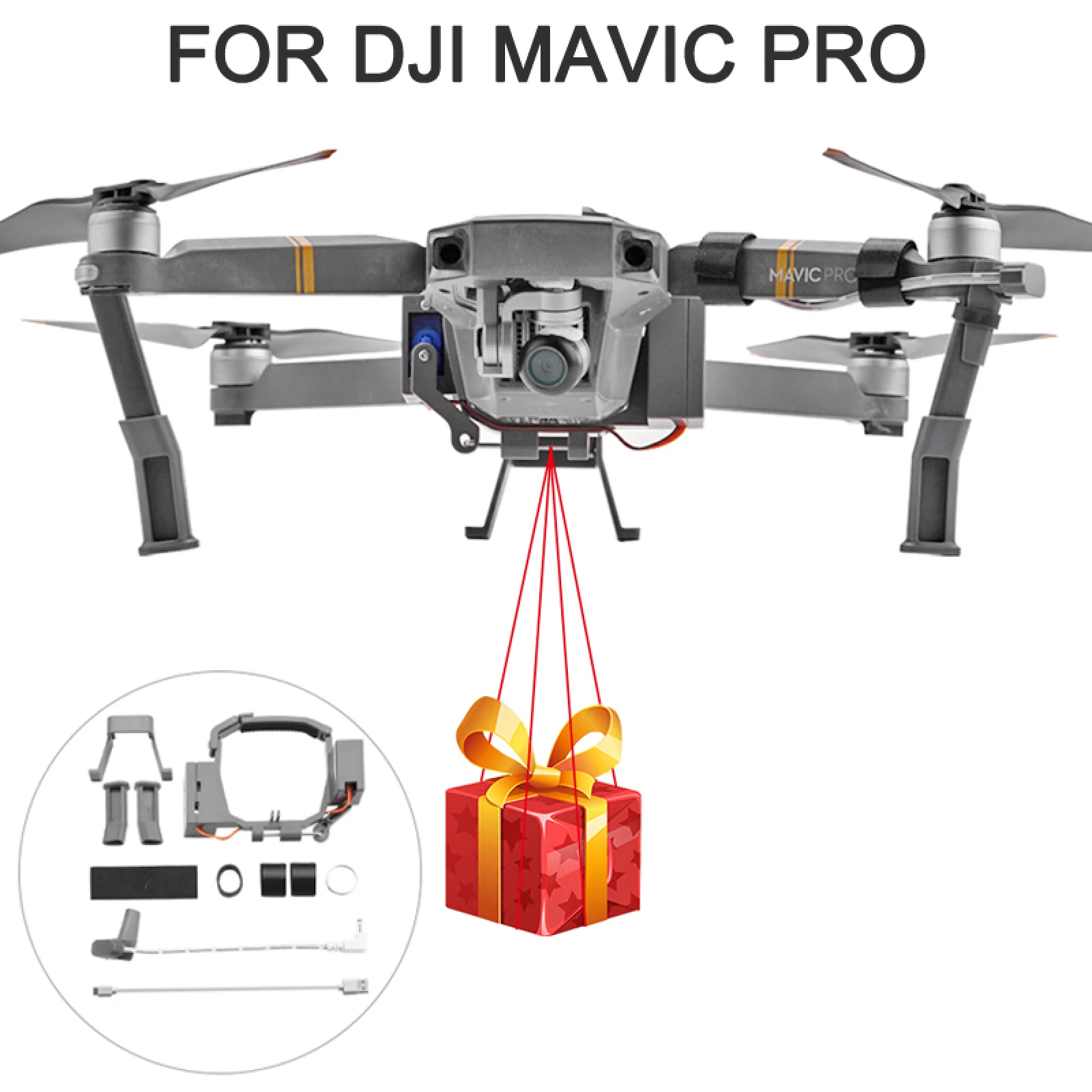 

Airdrop Thrower Dropping System for DJI Mavic Pro Drone Thrower Deliver Built-in Battery Life Saver Fishing Bait Ring Sender