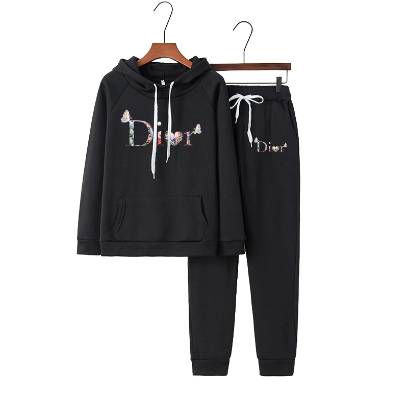 Women\'s Luxury 2 Pcs Set Ladies Soft Hoodie Sets Letters Print Female Sport Designer Hooded Sweatshirt Harajuku Y2k Tracksuit