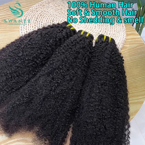 Imagen 2 del producto Mechones Afro rizados 4C, extensiones de cabello humano Afro rizado, oferta de extensiones de cabello de 10-30 pulgadas, tejido de cabello humano rizado para mujeres