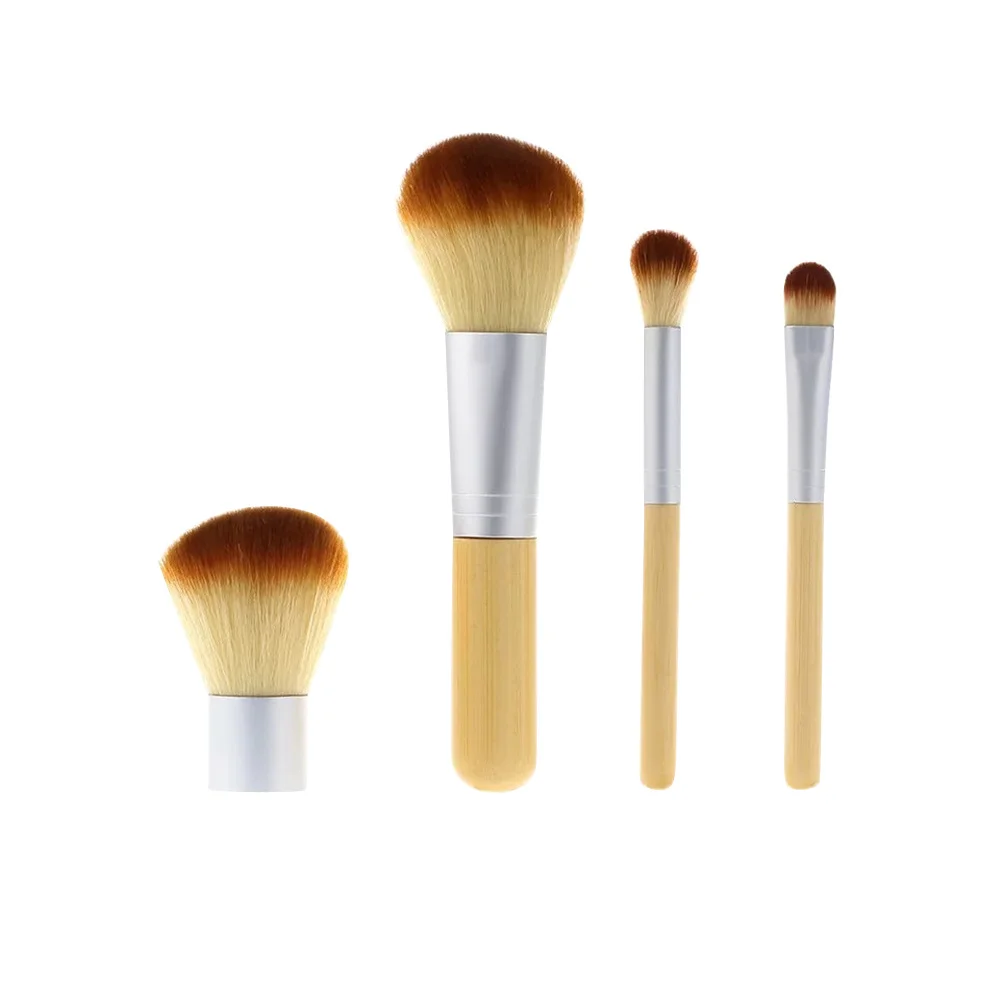 4Pcs Professional Makeup Brush Set Bamboo Handle Nylon Bristles Brushes Kit for Face Powder Blush Eyeshadow Women