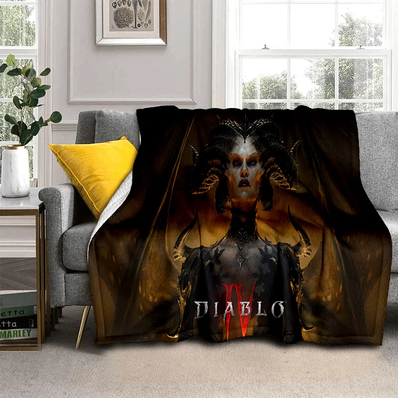 Classics Diablo Game Gamer Cartoon Blanket,Soft Throw Blanket for Home Bedroom Bed Sofa Picnic Travel Office Cover Blanket Kids