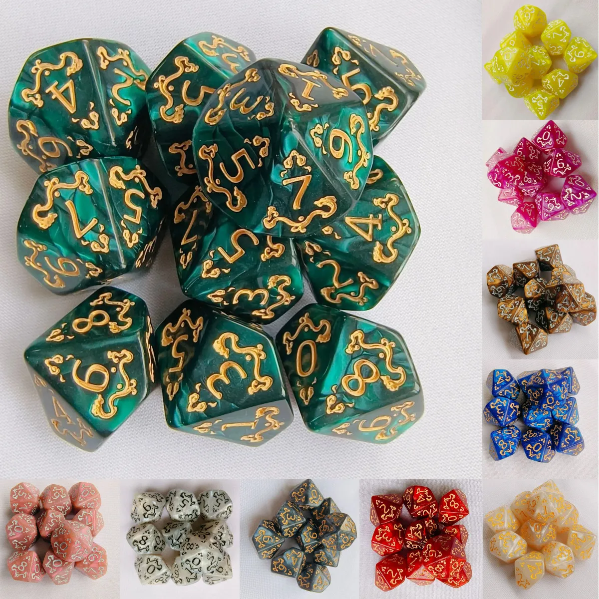 

10 шт./лот, многогранные игральные кости, 10-сторонние DND кубики для развлечений, ролевые настольные игры, DND, ролевые игры, аксессуары для настольных игр, набор кубиков