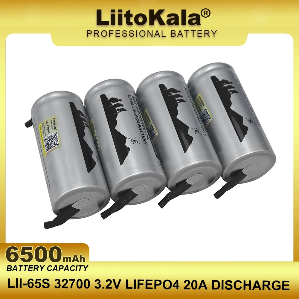 1-4PCS  LiitoKala LII-65S DIY Nickel  3.2V 32700 6500mAh LiFePO4  20A Continuous Discharge Maximum 55A High Power Batteries