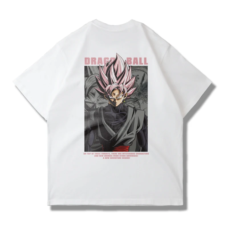 Anime Dragon Ball Joint Black Goku 여름 루즈한 흑백 남성과 여성을위한 반팔 티셔츠