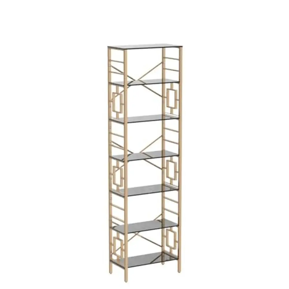 Tall 7-Tier Metal Bookcase Free Standing Storage Modern Bookshelf Home Office Living Room Industrial Style Durable Tiered Shelf