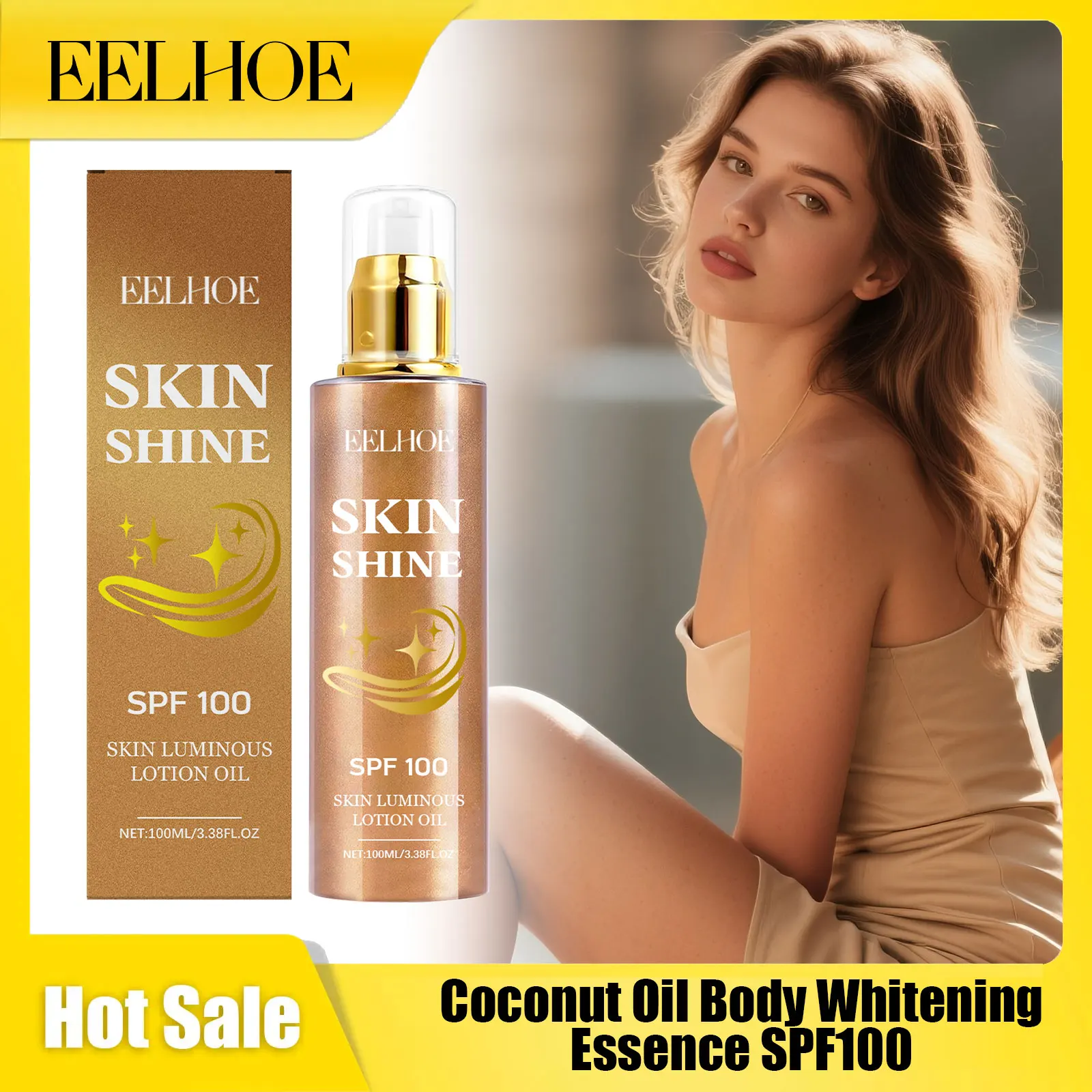

Eelhoe Coconut Oil Body Whitening Essence Spf100 Improve Sagging Keep Brighten Anti-Cellulite Body Moisturizing Sunscreen Oils