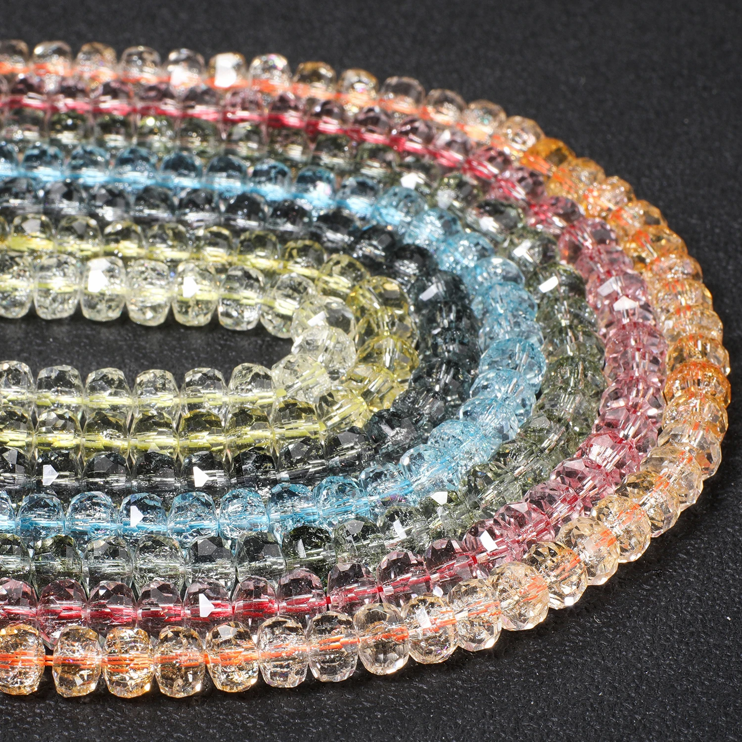 8x5mm Halbplattierte Mehrfarbige Facettierte Rad-Kristallquarz-Perlen AB-Farbe Transparente Glasperlen für DIY-Armband und Halskette – Detail 6