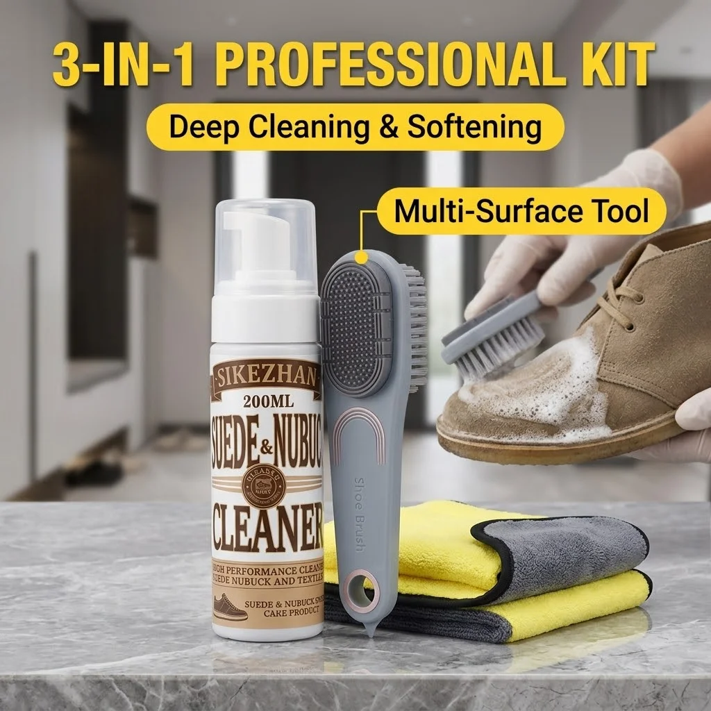 Premium Suede Nubuck Cleaning Kit Waterless Foam Shoe Cleaner Stain Remover Brush Care Set for Leather Sneaker UGG Winter Boots