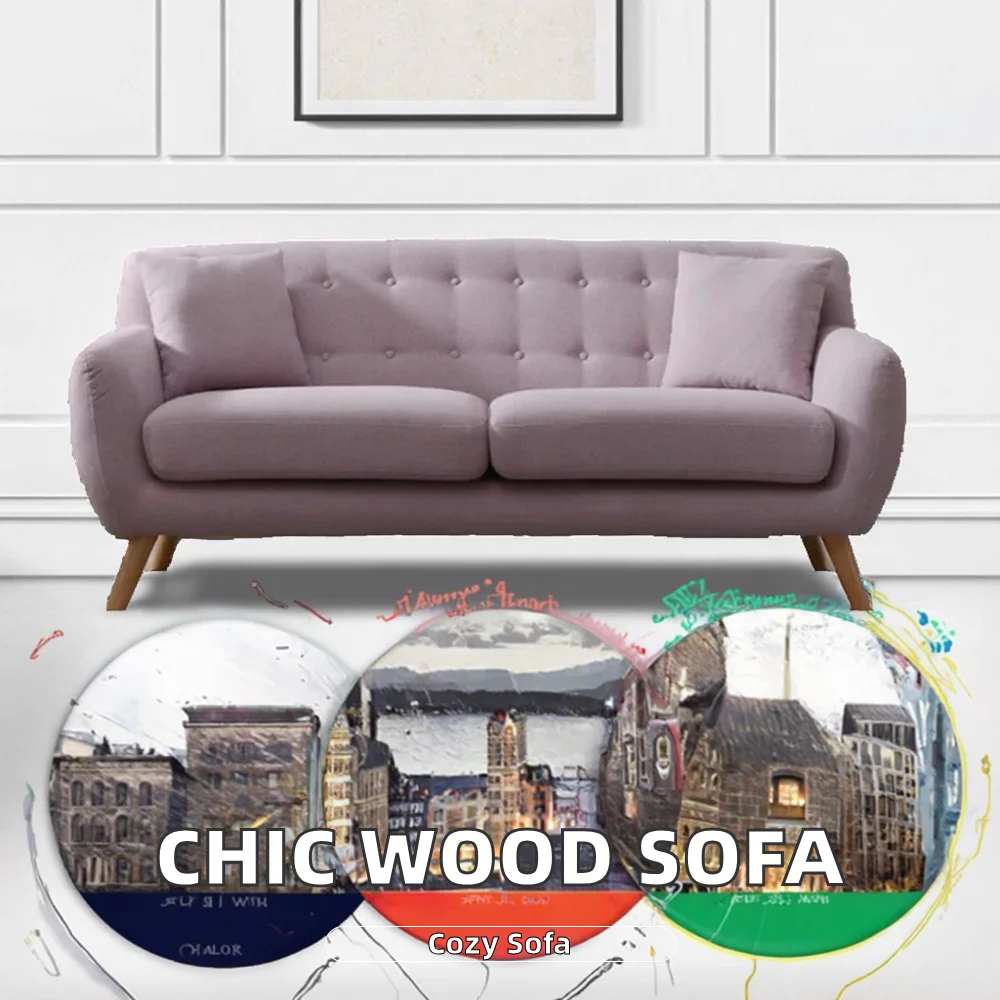 Modern style solid wood modular sofa comfortable linen fabric living room warehouse shopping mall hotel catering factory direct