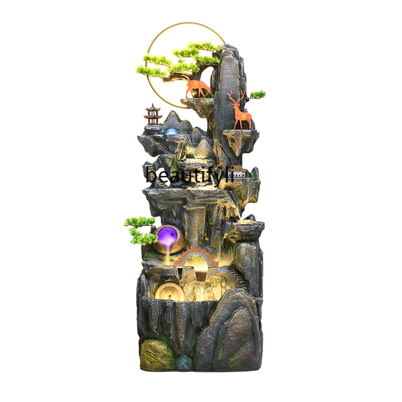 

Water Circulating Water Lucky Living Room Fish Tank Rockery Fountain Water Landscape Entrance Fengshui Wheel