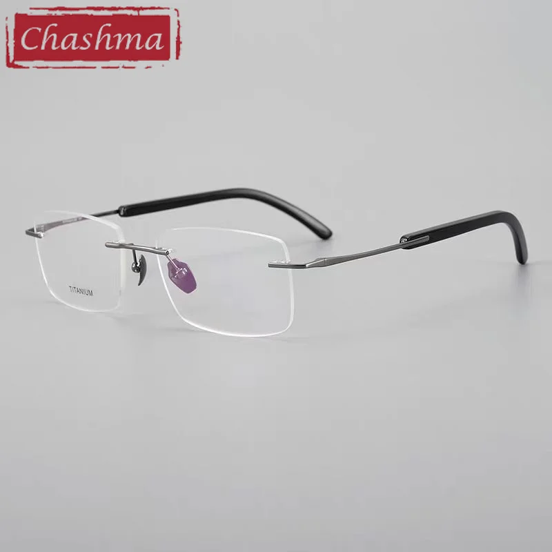 

Chashma Prescription Glasses Men Pure Titanium Light Rimless Optical Recipe Eyewear Spectacles Super Quality Eyeglasses Frames