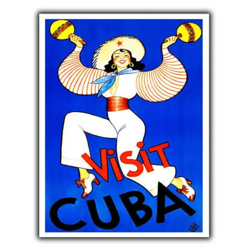 VISIT CUBA METAL SIGN WALL PLAQUE Vintage Home Decor Holiday Travel Advert print-Aluminum