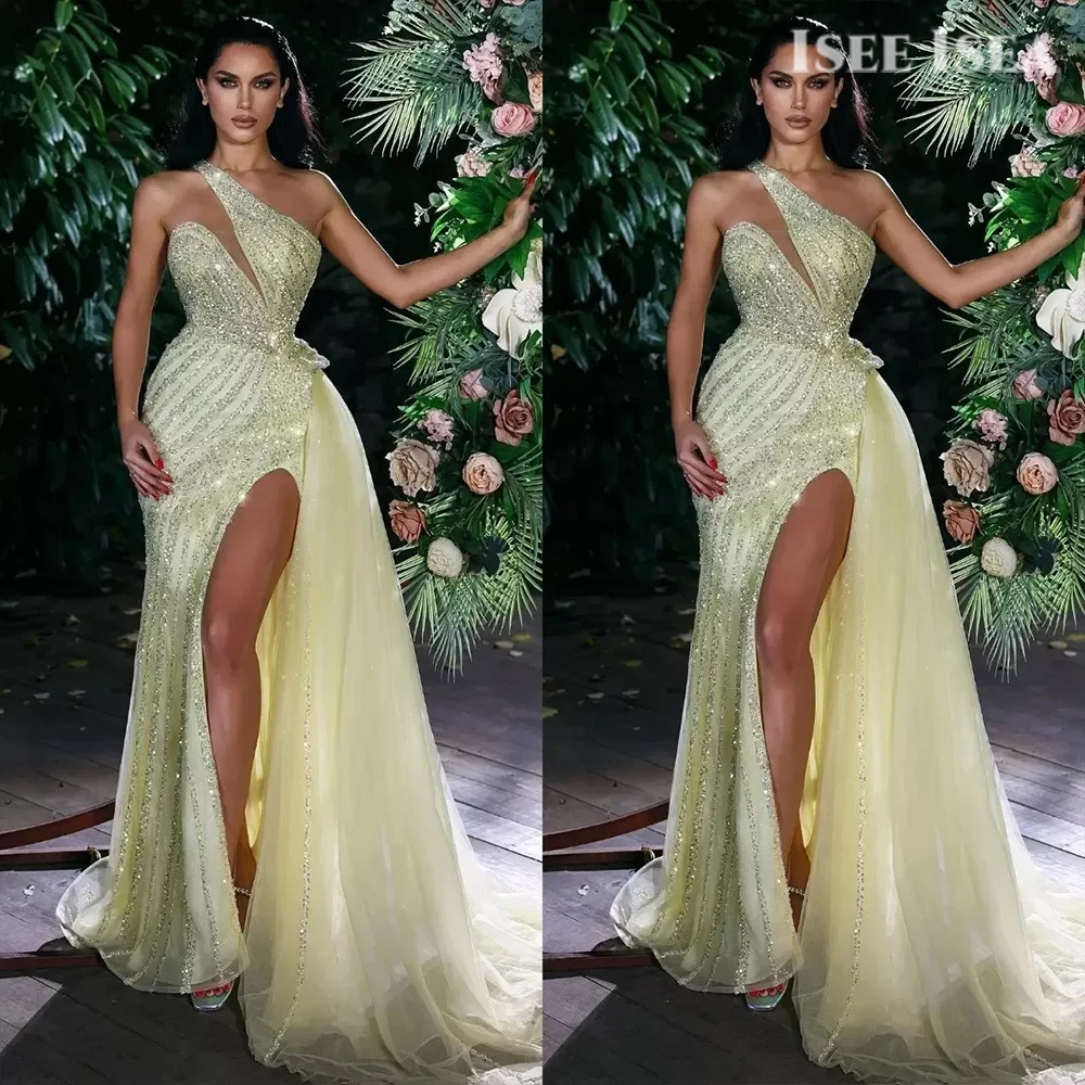 Vestidos de Noche con cuello Halter, vestidos de fiesta de sirena con lentejuelas de tul, columna de un hombro, vestido de Gala, vestido de fiesta de cumpleaños personalizado