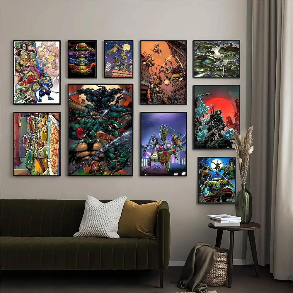 Anime-Spiele Teenage Mutant Ninja Turtles Vintage-Poster Selbstklebende Whitepaper-Drucke Poster Kunstwerke Poster Wandaufkleber