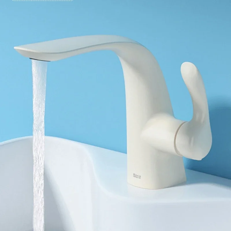 cream copper sink faucet wash basin hot and cold bathroom countertop wash basin faucet brushed gold
