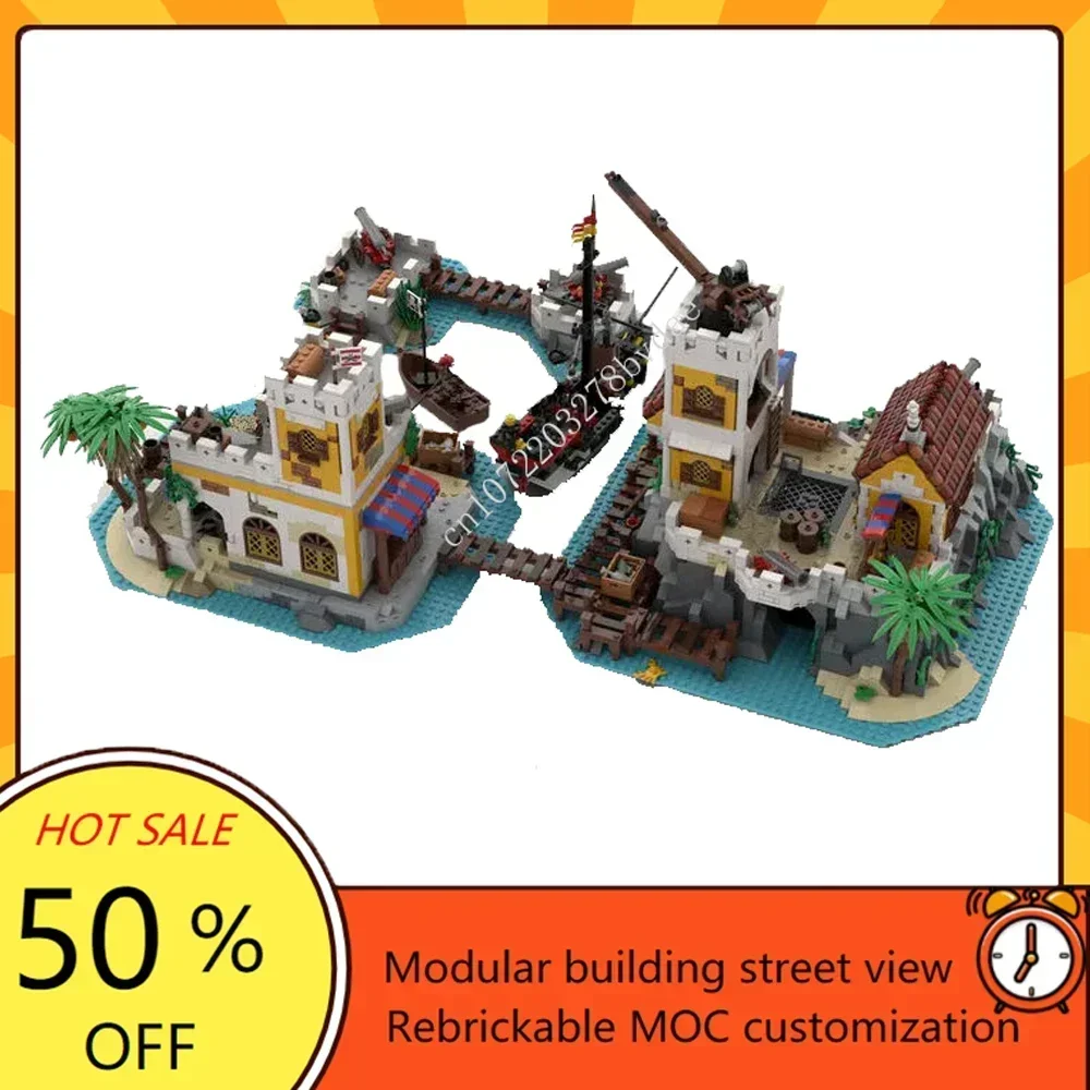 4311PCS Customized MOC Pirate Series Imperial Trading Post Model Building Blocks Technology Bricks DIY Assembly Kids Toys Gifts