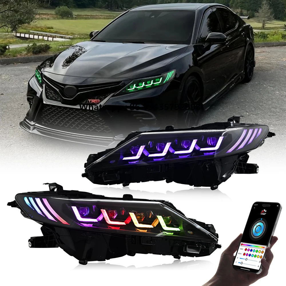 

TT-ABC RGB Style Led Headlight for Camry 2018-2023 Sedan Head Lamp APP Control Quad Beam Front Light