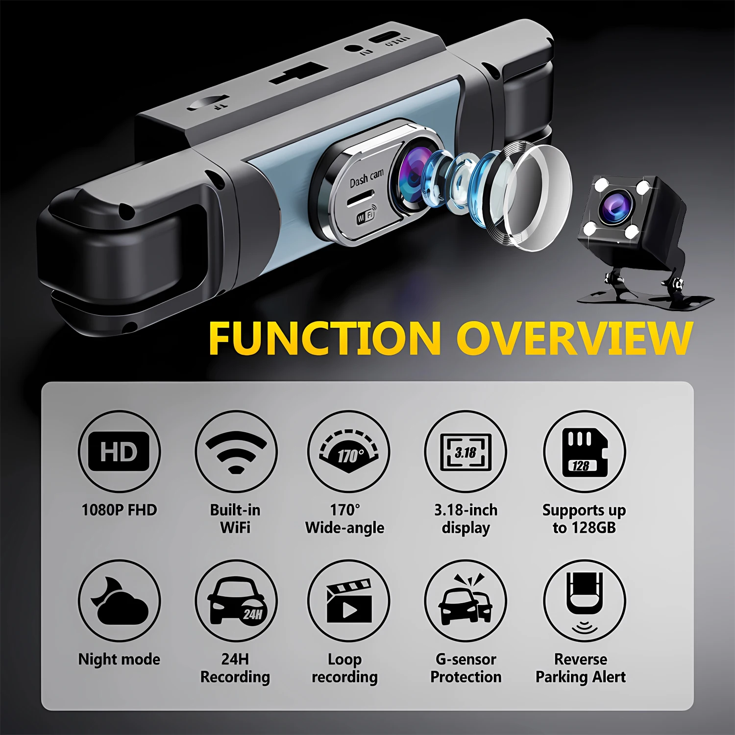 4 Kanallı UHD 1080P Araç Kamer - Panoramic Dash Cam 360 incelemesi ve fiyatı