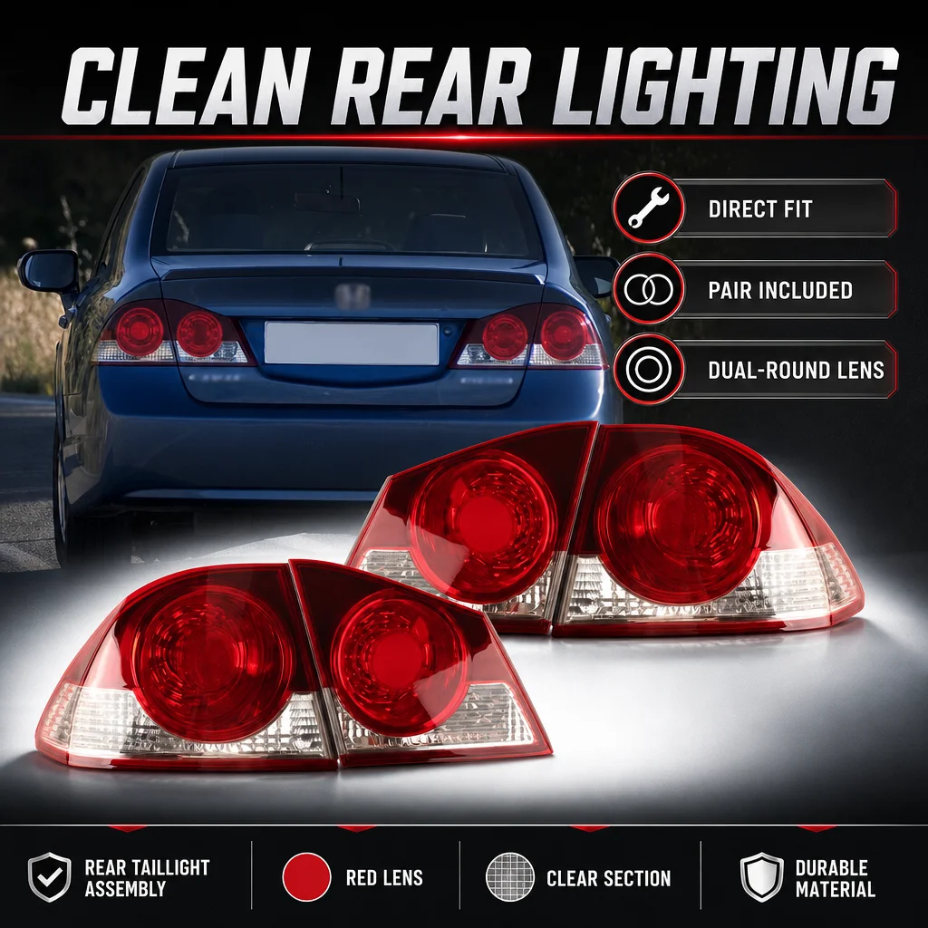 For Honda Civic FD1 FD2 2006-2011 Rear Tail Light Assembly Waterproof Durable Auto Exterior Replacement Parts