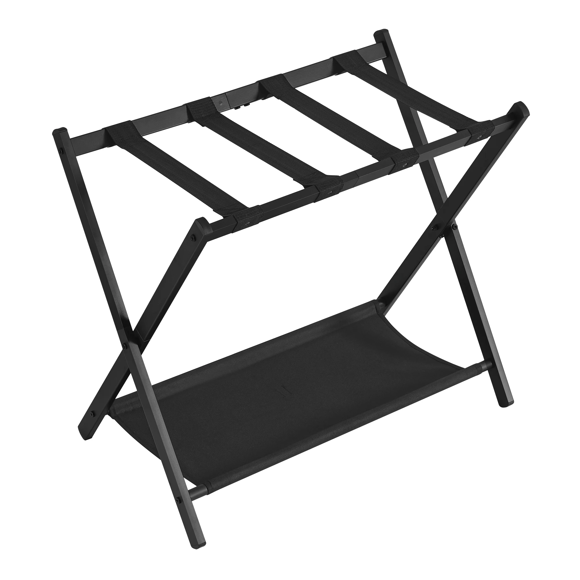 

SONGMICS Luggage Rack for Guest Room, Suitcase Stand with Storage Shelf, Steel Frame, Foldable for Easy Storage