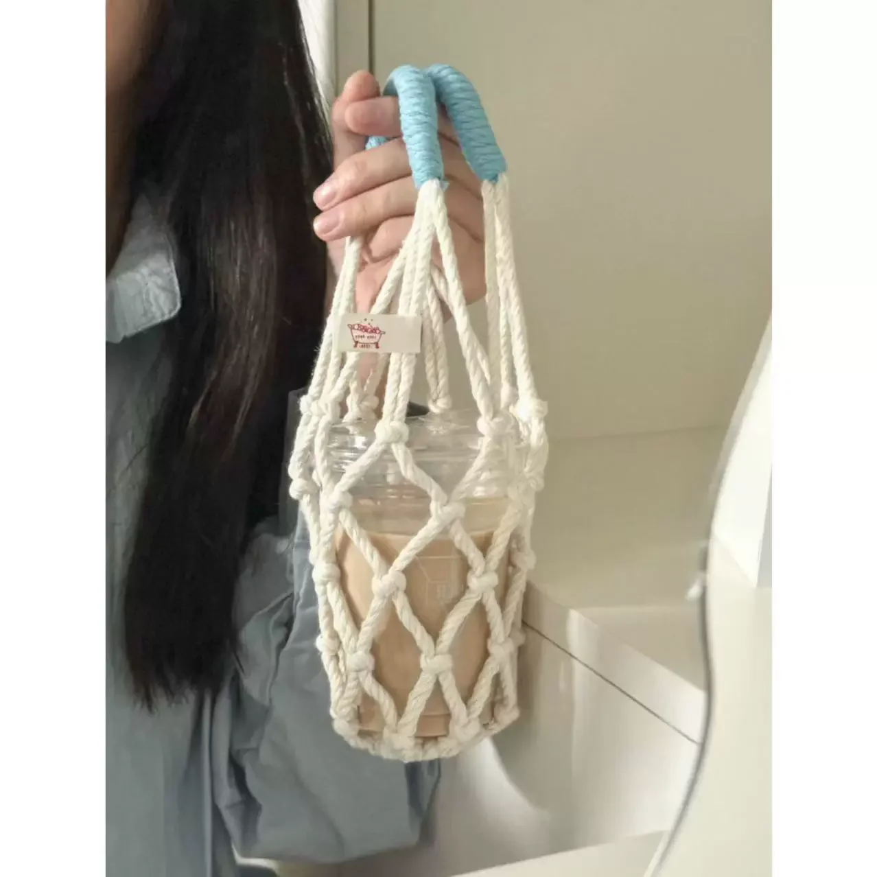 Coffee Equipment Travel Bag - Water Cup Net Bag, Purely Hand-Woven,