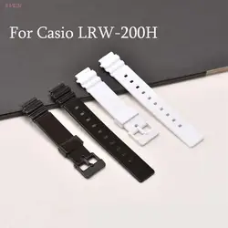 14mm Resin Strap For Casio LRW-200H Women Ladies Bracelet Replace Band Sport Waterproof Wristband Black White Belt Accessories