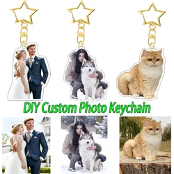 Custom Acrylic Charm Cartoon Pendant Photo Flash Transparent Keychain Printing Personality Holographic Anime Key Chains