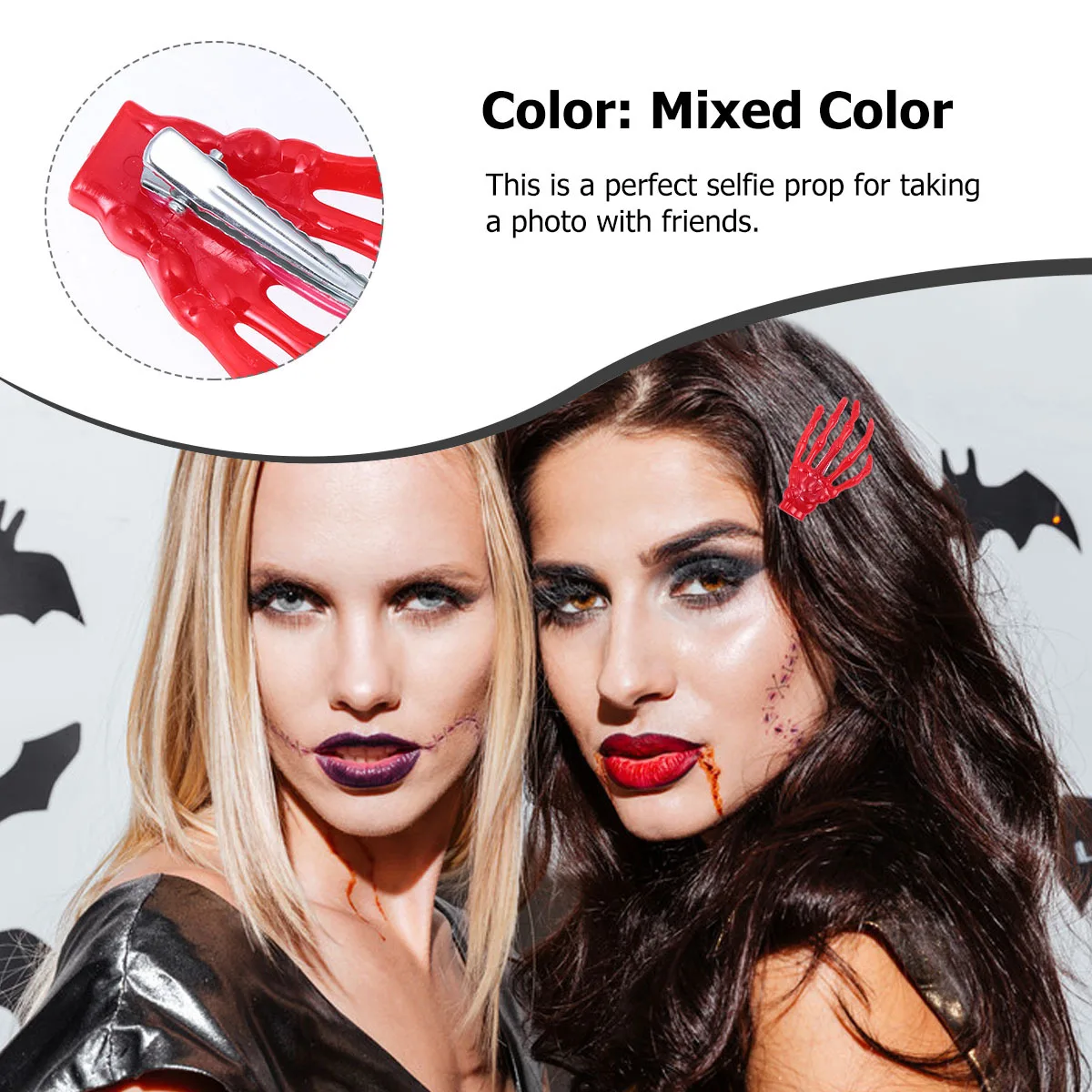 

20Pcs Claw Hair Clips Halloween Party Hairpin Skull Hand Bone Bangs Clip Chic Accessories for Festival