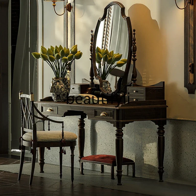 

CC Neoclassical dresser retro solid wood mirror makeup table