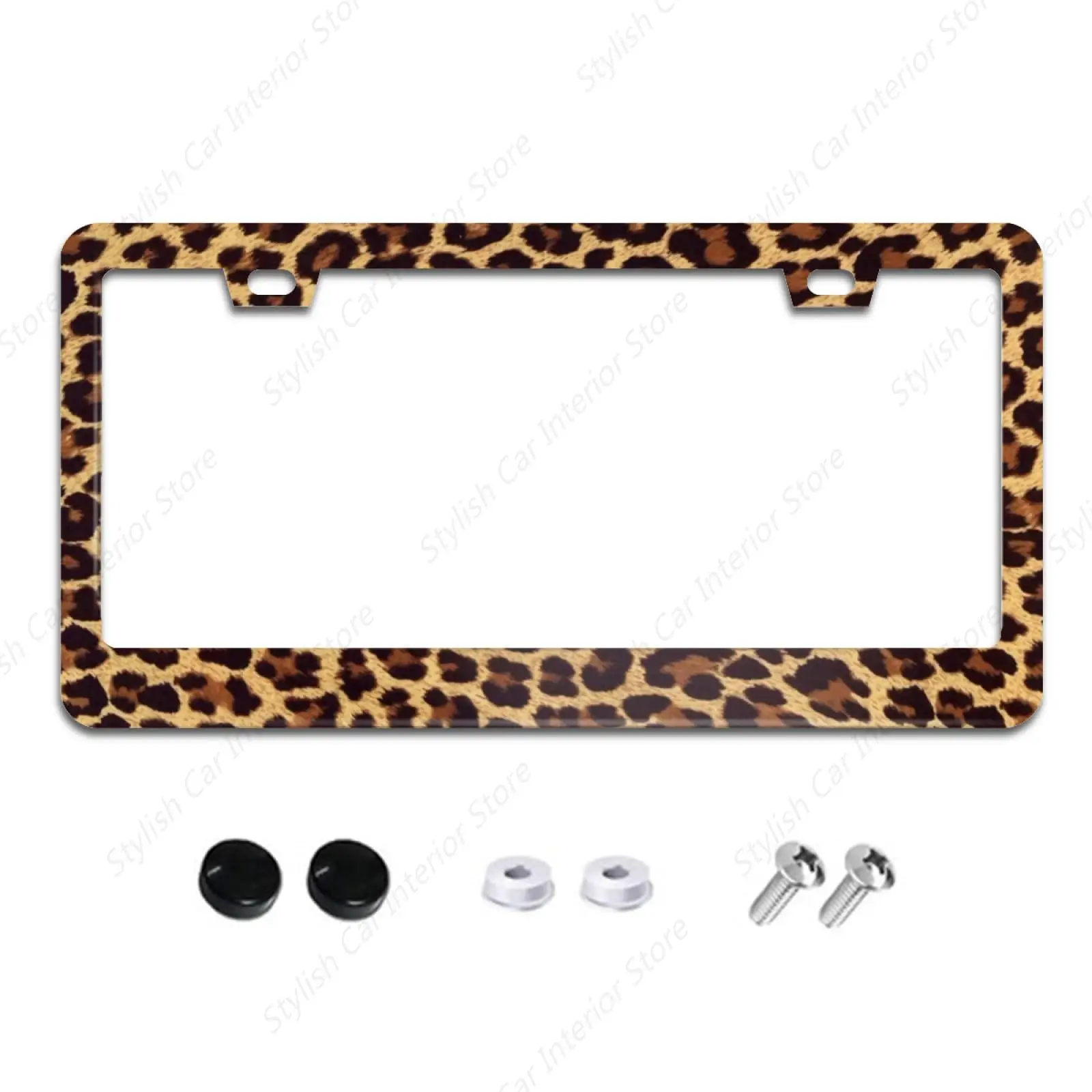 Animal Pattern License Plate Frame Brown Black Beige Leopard Skin Novelty License Plate Frame License Plate Car Tag Holder