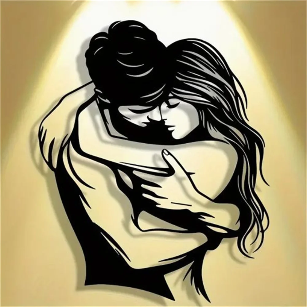 موضة المعادن احتضان زوجين خط جوفاء الحديد الفن غرفة المعيشة الديكور مدخل بسيط الجدار الشنق غرفة نوم هدية عيد الحب #4