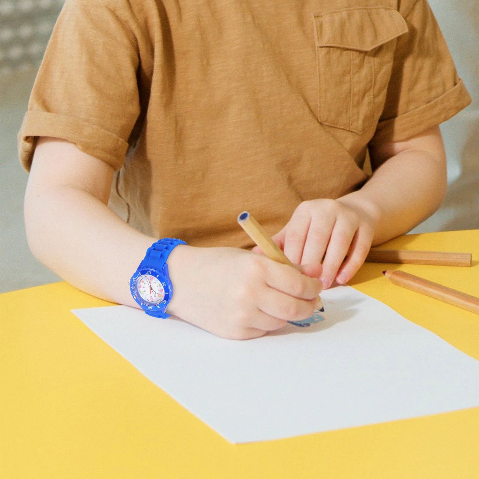 Часы с круглым силиконовым мягким регулируемым ремешком, легкие аналоговые наручные часы для обучения, подарок