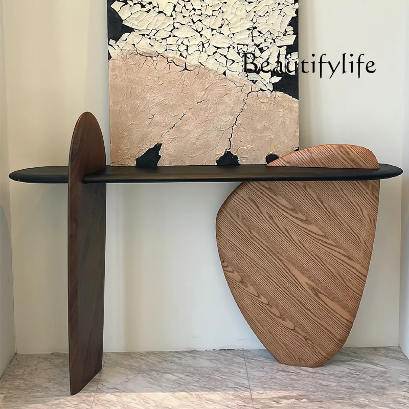 

Medieval wabi silent wind entrance table Italian minimalist light luxury hotel end view desk retro villa entrance desk