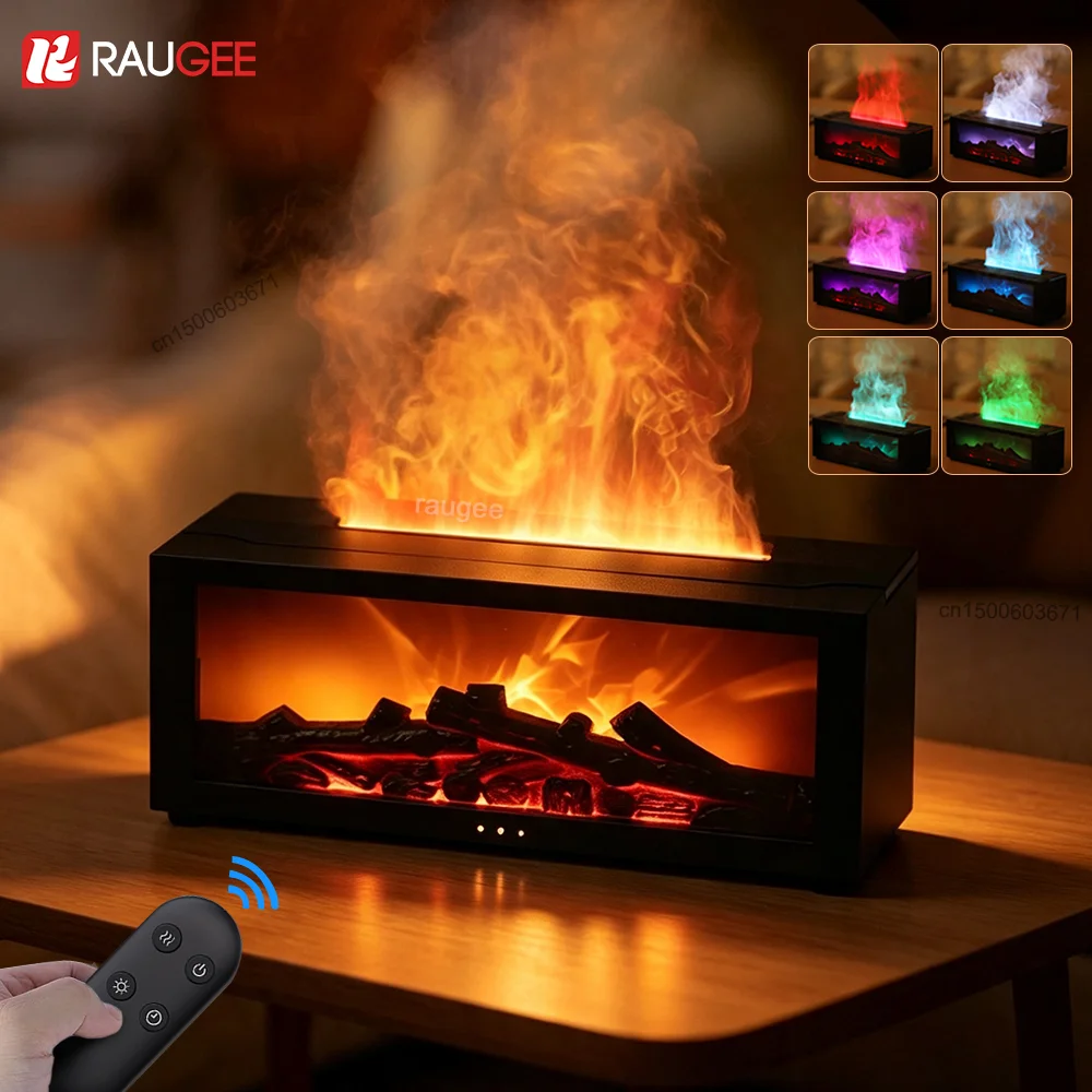 Air Aroma Humidifier Flame Essential Oils Humidifier Fragrance Diffuser Office Home Air Humidifier With LED Light Remote Control