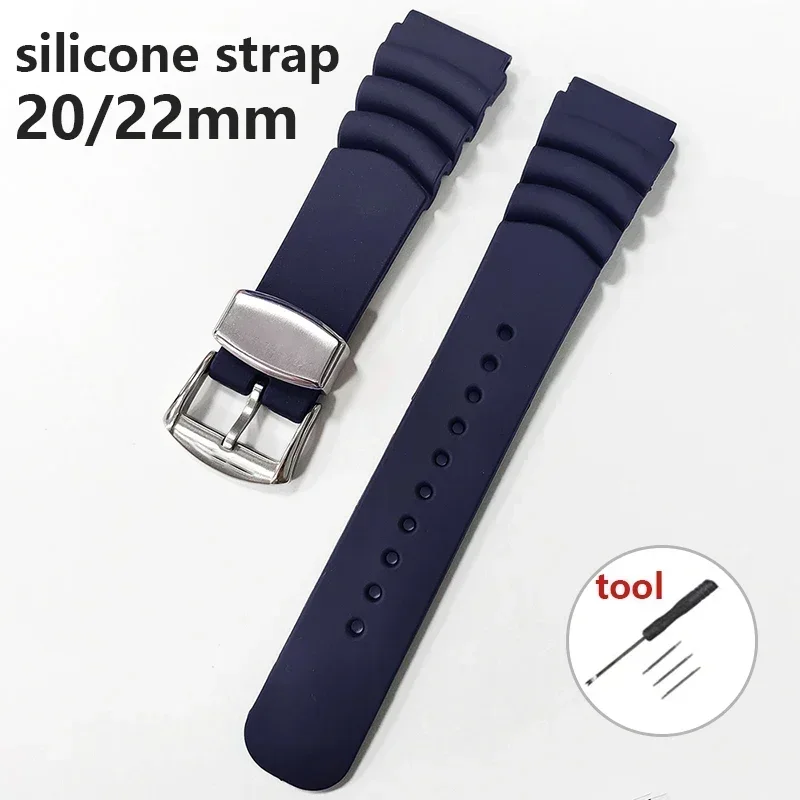 Silicone Watch Strap for Seiko for Water Ghost Diving 007 for Abalone Canned Thickened Resin Wrist Strap 20/22mm Belt Accessory