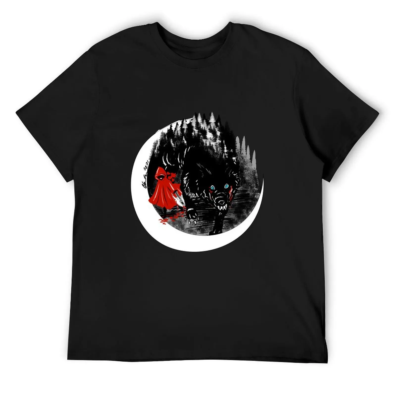 

The Story of Red and Her Wolf T-Shirt anime clothes man t shirt luxury designer T-shirts oversize men t shirt