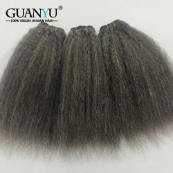Black And Gray Color Highlighted Hair Bundles Extensions 3/4 Bundle Kinky Straight Ombre 100% Human Hair Weave With Highlights