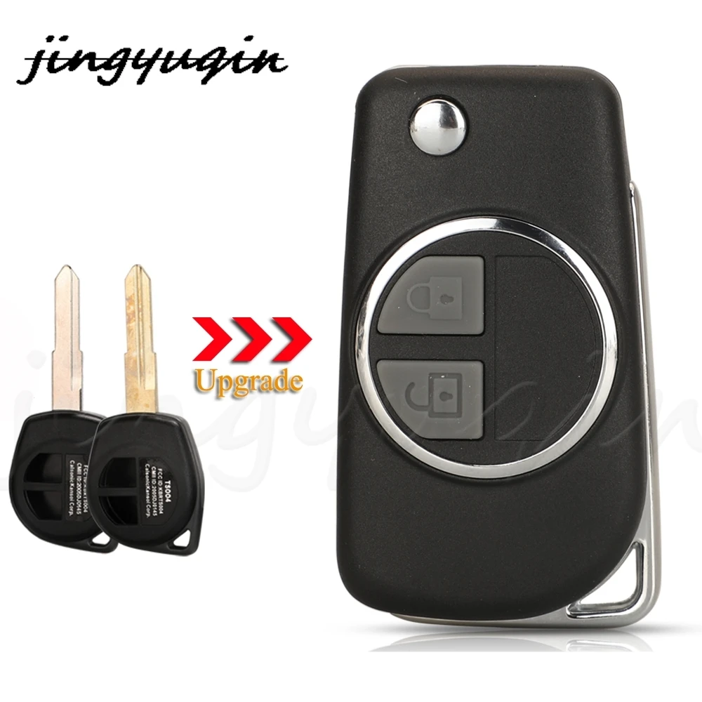 jingyuqin Zdalne inteligentne etui na kluczyk samochodowy do Suzuki Grage Vitara Aerio SX4 z gumowym przyciskiem opcji ostrza HU133R/SZ11R