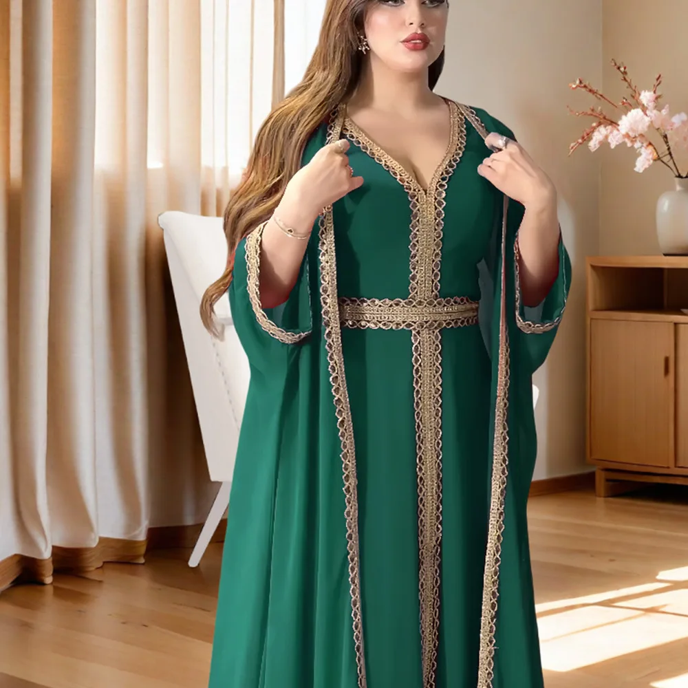 Open Abaya Dubai Luxury Kebaya for Women Muslim Dress Set Abayas Caftan Marocain Femme Jalabiya Djellaba Robe Musulmane Kaftan