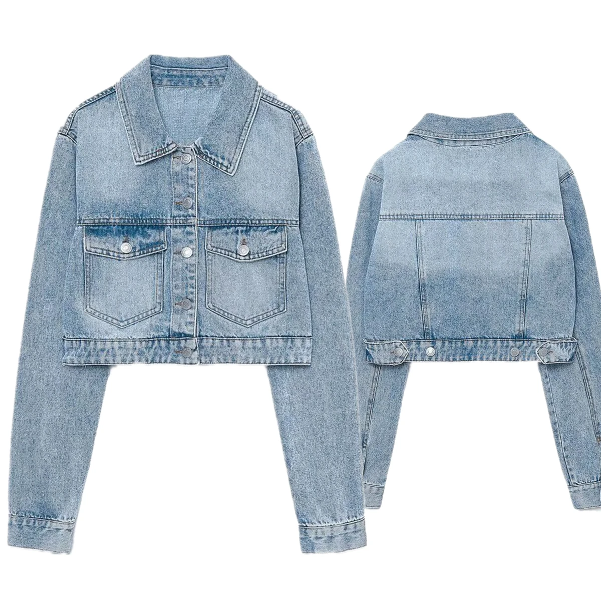 

Withered Nordic Minimalist Denim Jacket Vintage Washed Distressed Single Breasted Jacket Women Tops