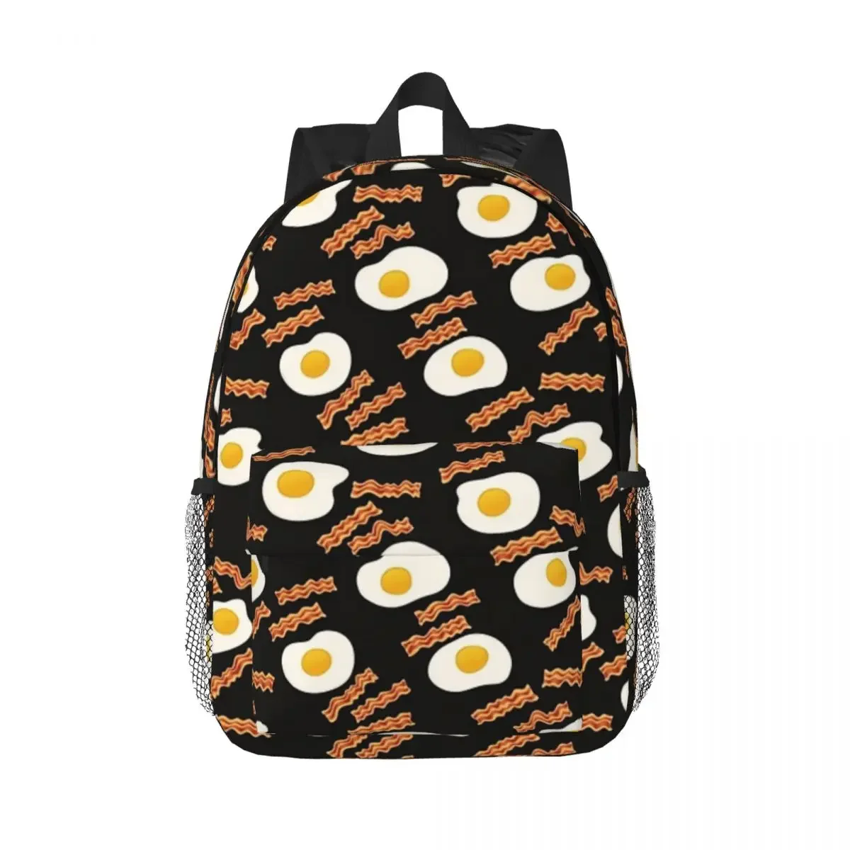 Mochila escolar de Bacon y huevos para desayuno, bolso de hombro de gran capacidad para estudiantes de dibujos animados, para adolescentes