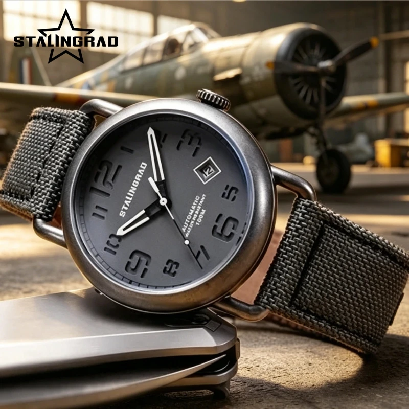 STALINGRAD Fashionable classic mechanical watch with 8215 movement, luminescent, 100 meters waterproof, complimentary strap