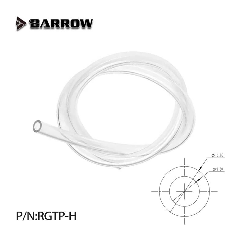 

Мягкая трубка Barrow ID9,5 мм + OD12,7 мм ID10 мм + OD16 мм, прозрачный шланг из ПВХ с водяным охлаждением для кулера процессора компьютера, 1 метр, RGTP-H