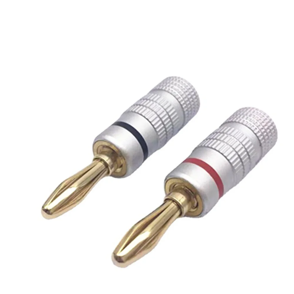 Gels Plug pour câble de haut-parleur Hifi, connecteur de fil de haut-parleur plaqué or 24K, verrouillage à vis pour touristes, son musical, 4 pièces, 8 pièces, 12 pièces, 50 pièces, 4mm