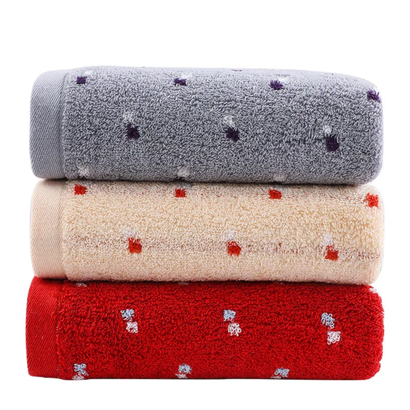 

1Pc 34x76cm British Fashion Polka Dot Jacquard Cotton Thicken Bathroom Adult Hand Towel Soft Absorbent