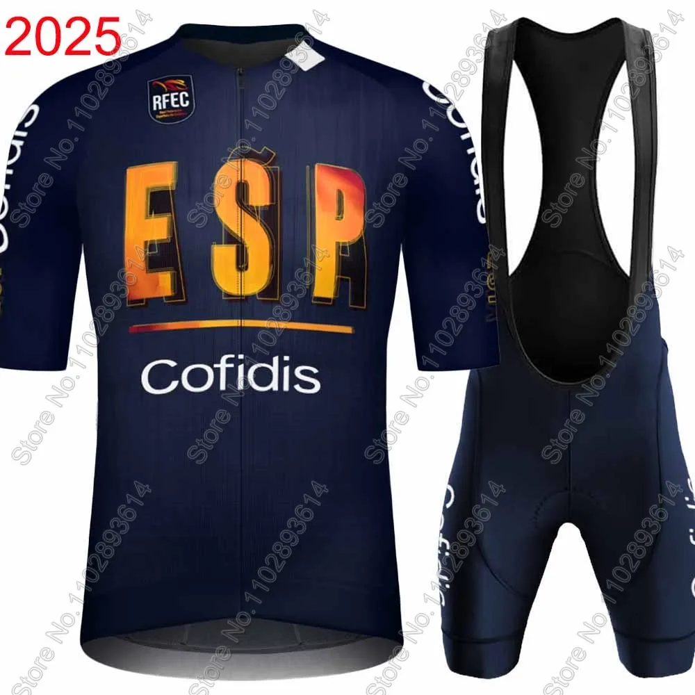 Camiseta de ciclismo del equipo Espana Cofidis 2025, conjunto de verano para hombre, ropa de ciclismo profesional de Francia, camisetas para bicicleta de carretera, traje, pantalones cortos con pechera para bicicleta MTB