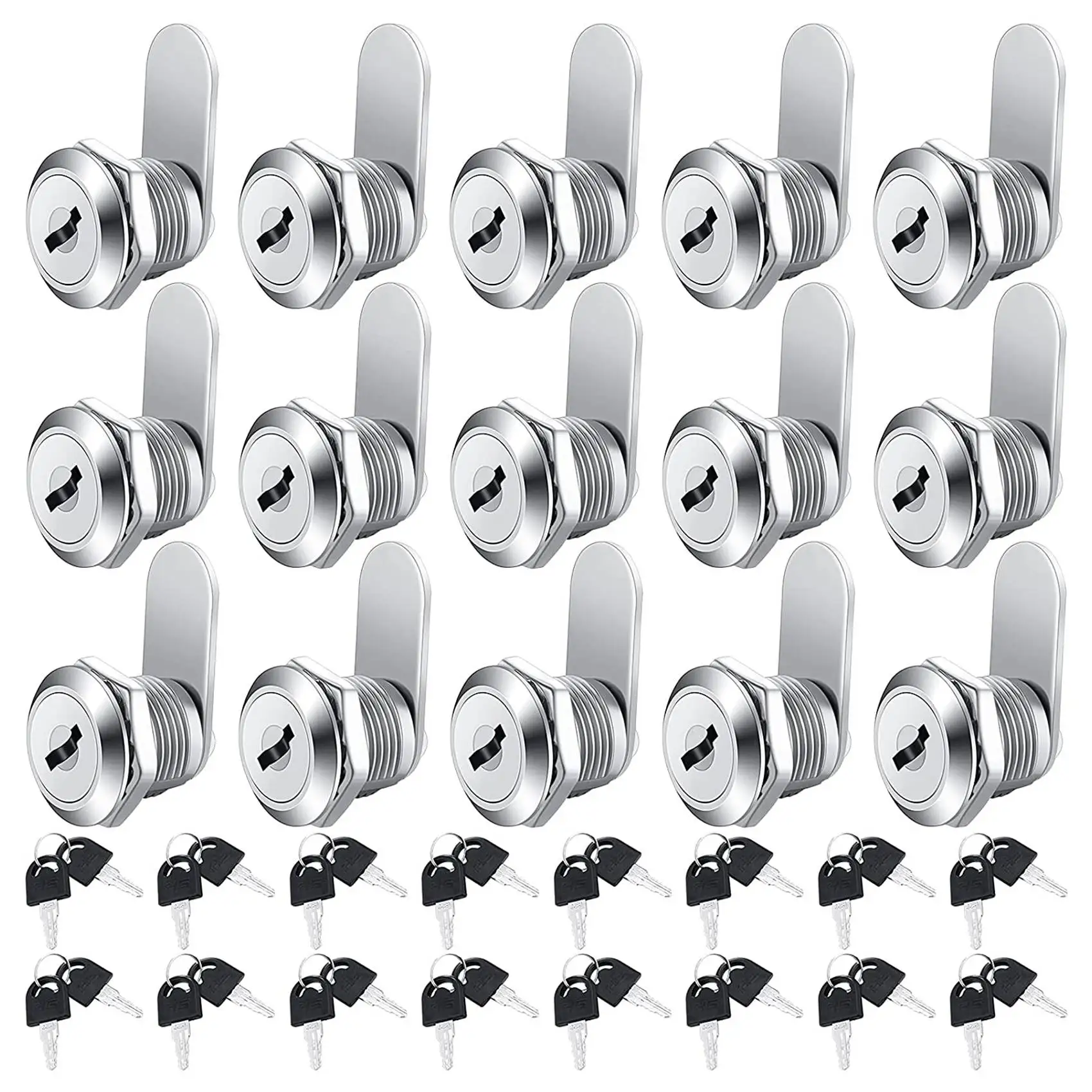 ABZV-16 Pieces Cabinet Cam Lock Keyed Alike Cylinder Cam Lock 5/8 Inch Zinc Alloy Drawer Lock Secure File Cylinder Lock Keyed