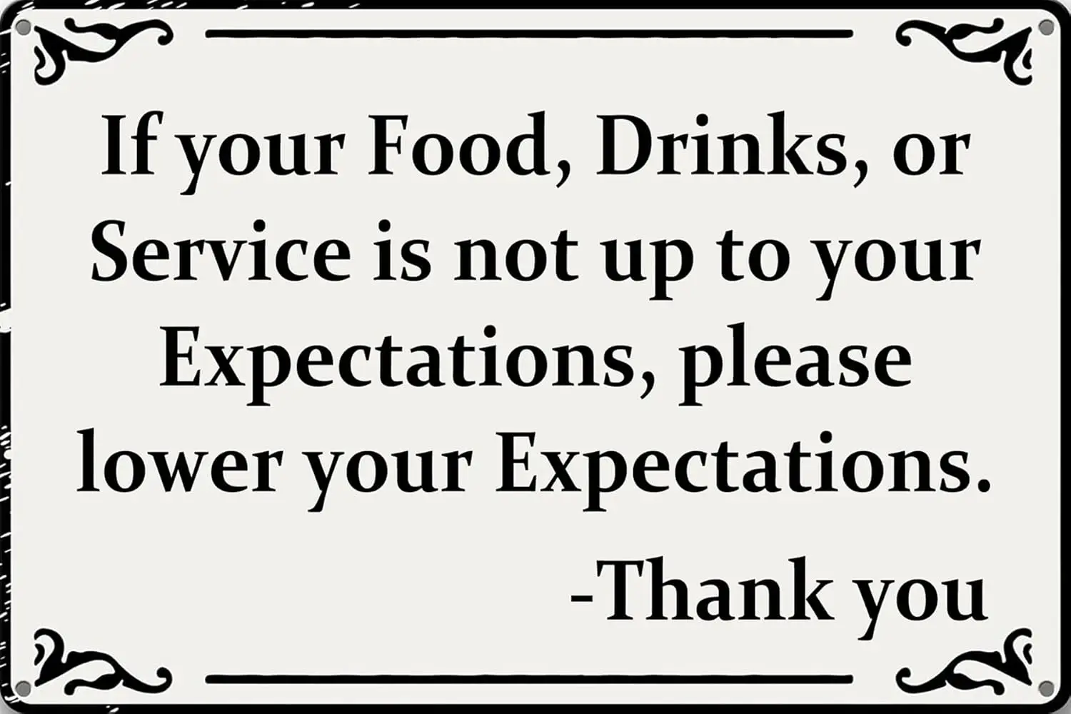 Please Lower Your Expectations Funny Sarcastic Vintage Metal Tin Signs Wall Art Decor Plaque for Retail Store Business Bar  sign